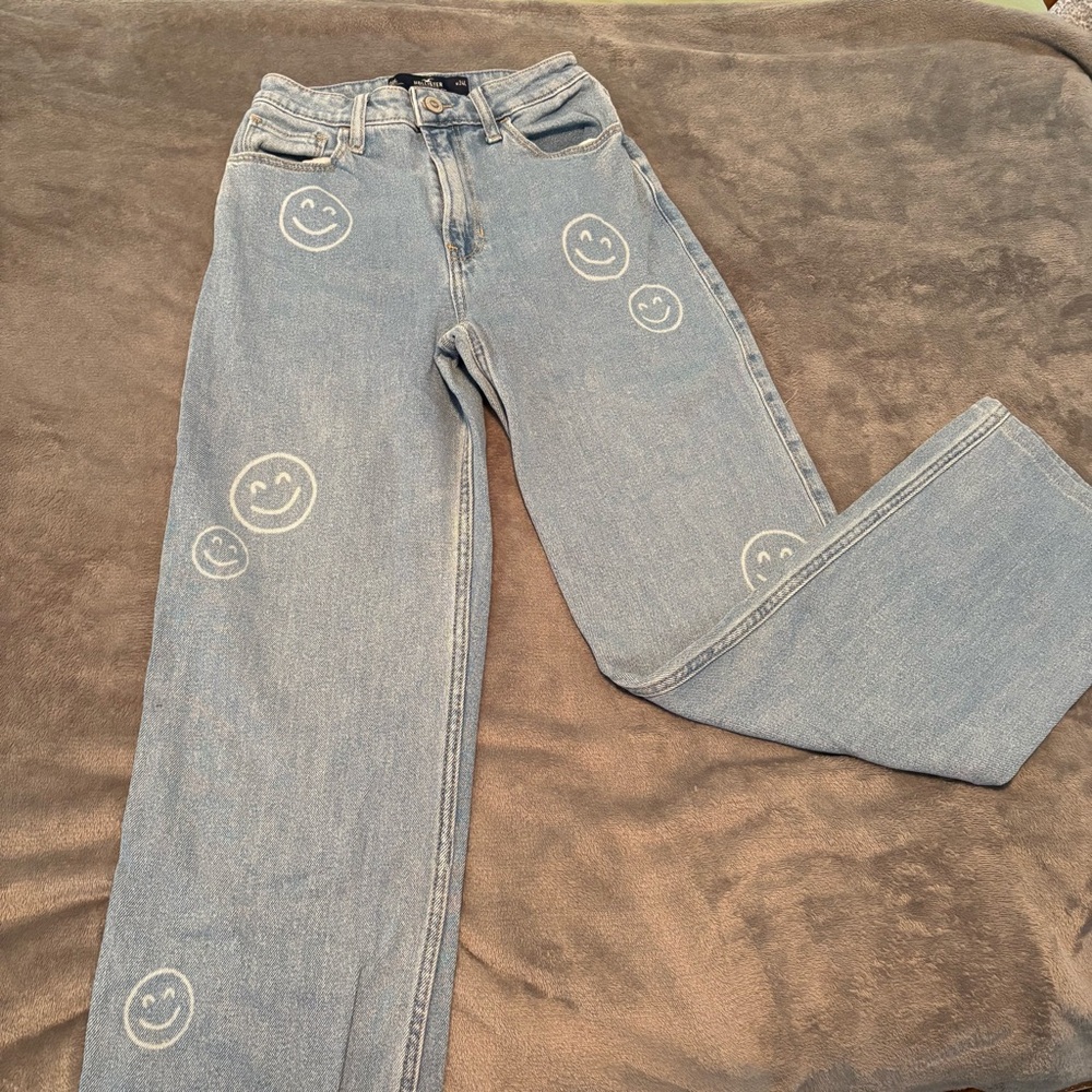 Hollister Blue Jeans with Smiley Design
